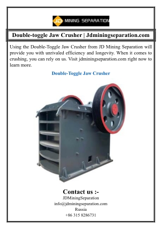 Double-toggle Jaw Crusher | Jdminingseparation.com