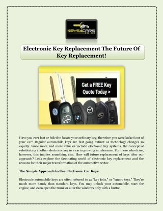 Electronic Key Replacement The Future Of Key Replacement