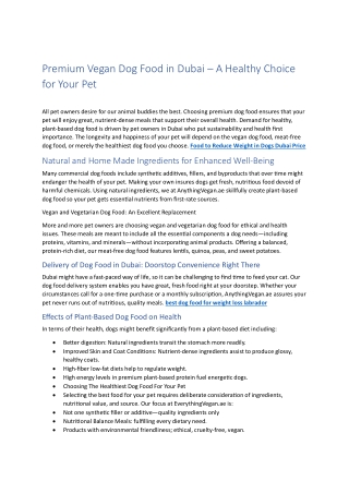 Organic Dog Food Dubai