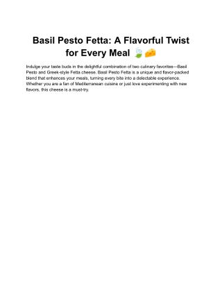 Basil Pesto Fetta_ A Flavorful Twist for Every Meal