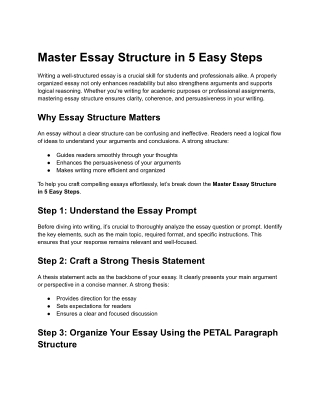 Master Essay Structure in 5 Easy Steps