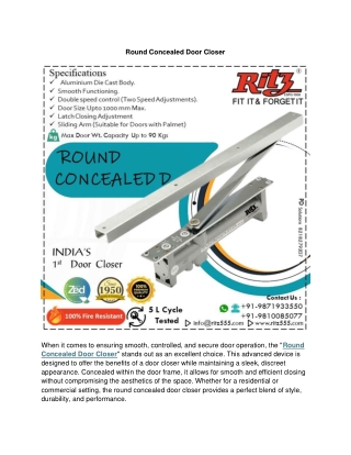 Round Closer Concealed Door Closer