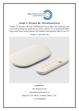 Google Tv Streamer 4K Thewirelesscircle.ae