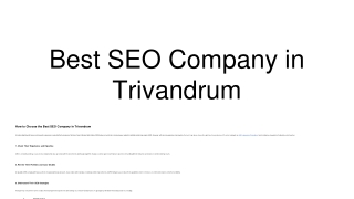 Best SEO Company in Trivandrum