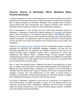 Discover Science of Spirituality: Where Meditation Meets Practical Spirituality