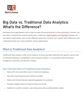 Big Data vs Traditional Data Analytics What’s the Difference