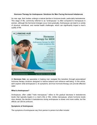Hormone Therapy for Andropause_ Solutions for Men Facing Hormonal Imbalances