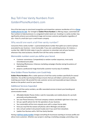 vanity mobile number