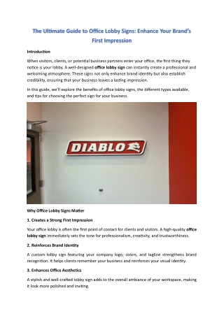 The Ultimate Guide to Office Lobby Signs