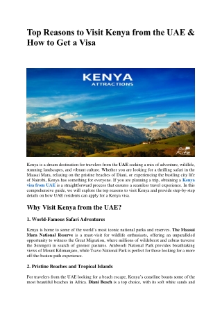 Top Reasons to Visit Kenya from the UAE & How to Get a Visa