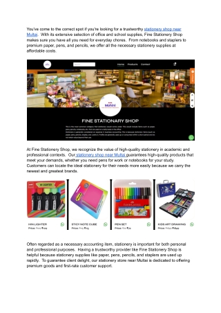 Stationery Shop Near Multai