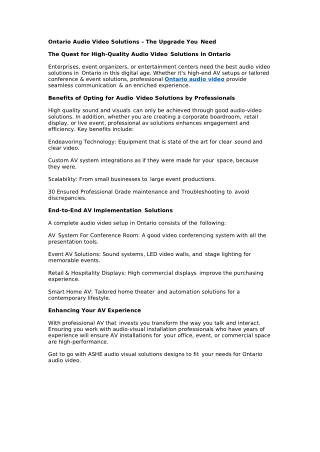 Ontario Audio Video Solutions – The Upgrade You Need