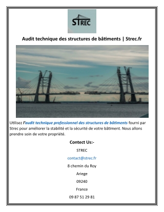 Audit technique des structures de bâtiments  Strec.fr