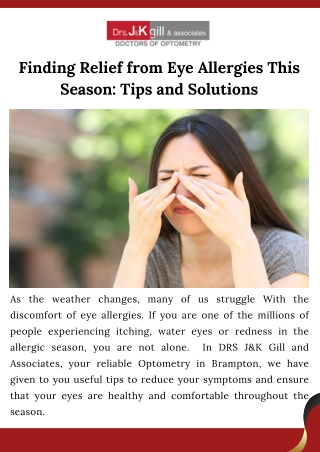 Finding Relief from Eye Allergies This Season Tips and Solutions