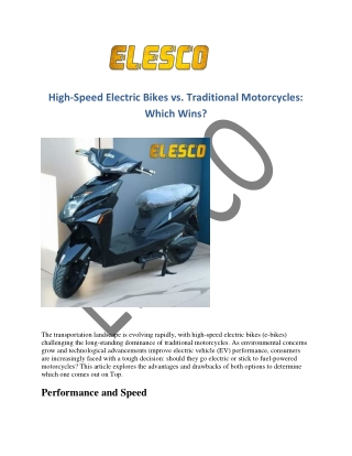 High-Speed Electric Bike