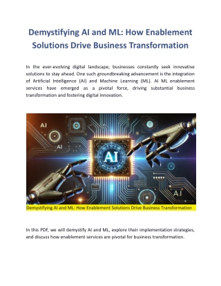 Demystifying AI and ML: How Enablement Solutions Drive Business Transformation