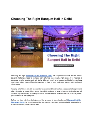Choosing The Right Banquet Hall In Delhi