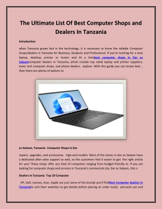 The Ultimate List Of Best Computer Shops and Dealers In Tanzania