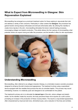 What to Expect from Microneedling in Glasgow Skin Rejuvenation Explained