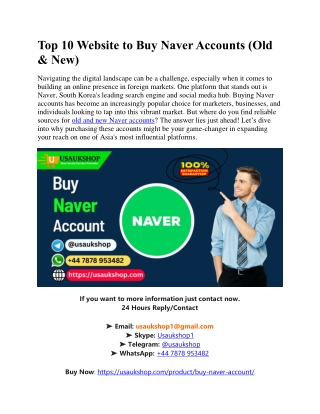 Top 10 Website to Buy Naver Accounts (Old & New)