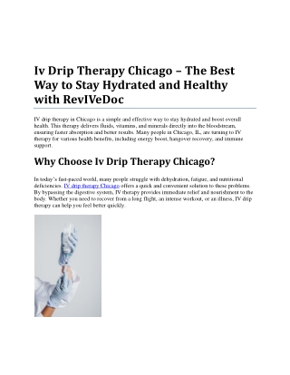 Iv Drip Therapy Chicago – The Best Way to Stay Hydrated and Healthy with RevIVeDoc (1)