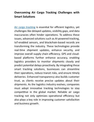 Overcoming Air Cargo Tracking Challenges with Smart Solutions