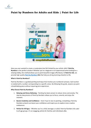 Paint by Numbers for Adults and Kids