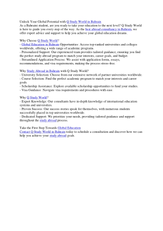 Unlock Your Global Potential with Q Study World in Bahrain