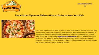 Vegetarian Pizza Restaurant - Fasta Pizza