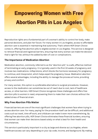Empowering Women with Free Abortion Pills in Los Angeles