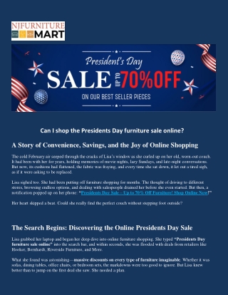 Can I Shop the Presidents Day Furniture Sale Online?