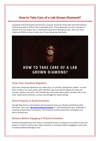 How to Take Care of a Lab-Grown Diamond