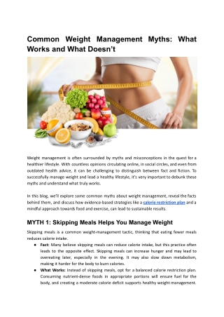 Common Weight Management Myths: What Works and What Doesn’t