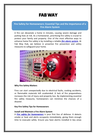 Why Fire Alarms Are Essential for Emergency Safety