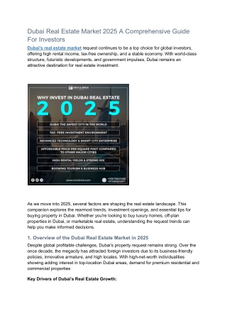 Dubai Real Estate Market 2025 A Comprehensive Guide For Investors