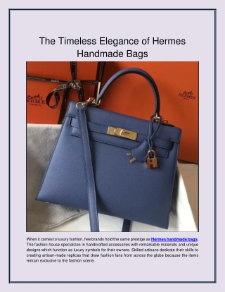 The Timeless Elegance of Hermes Handmade Bags