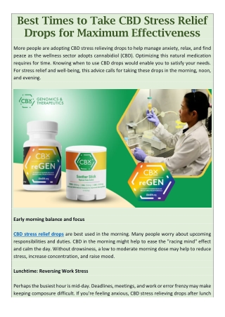 Best Times to Take CBD Stress Relief Drops for Maximum Effectiveness