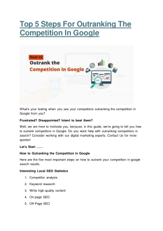 Top 5 Steps For Outranking The Competition In Google