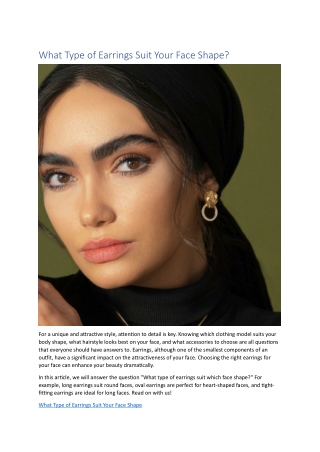 What Type of Earrings Suit Your Face Shape