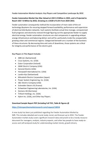 Feeder Automation Market - Trend, Insights & Market Analysis