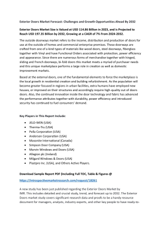 Exterior Doors Market - Current Analysis by Market Share