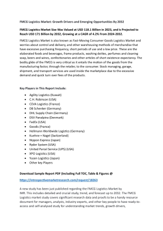 FMCG Logistics Market - Advancements & Industry Insights