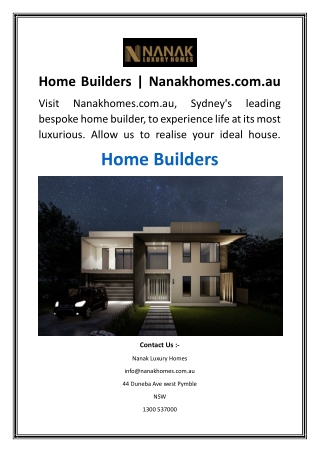 Home Builders  Nanakhomes.com.au