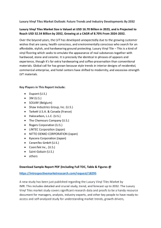 Luxury Vinyl Tiles Market - Trends & In-Depth Analysis