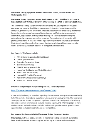 Mechanical Testing Equipment Market - Opportunities & Insights