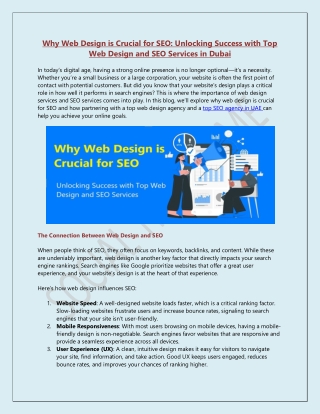 Why Web Design is Crucial for SEO Unlocking Success with Top Web Design and SEO Services in Dubai