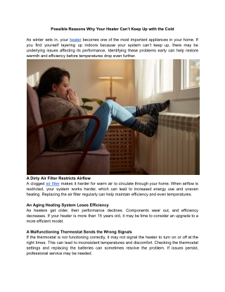 Possible Reasons Why Your Heater Can’t Keep Up with the Cold