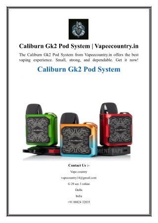 Caliburn Gk2 Pod System  Vapeecountry.in