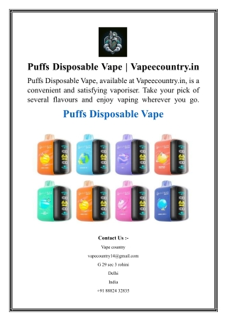 Puffs Disposable Vape  Vapeecountry.in
