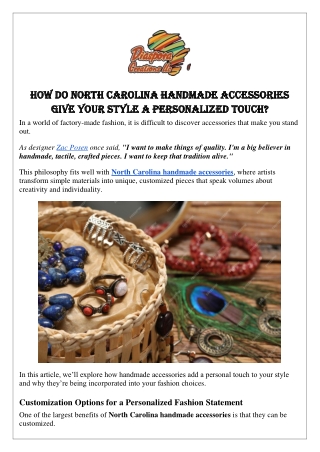 How Do North Carolina Handmade Accessories Give Your Style a Personalized Touch